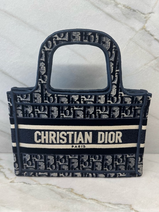 Dior Handbags - Christian Dior Blue Oblique Velvet Mini Book Tote